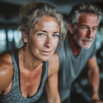 Щаслива літня жінка після тренування